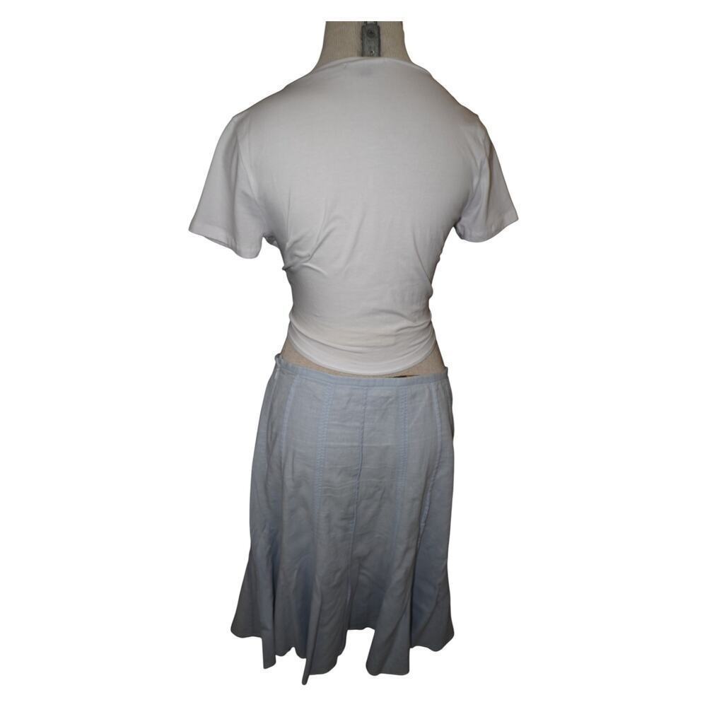Dalia Collection Light Blue Linen Blend Midi Skirt Size 8